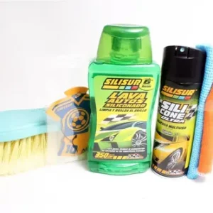 K1: KIT DE LIMPIEZA (CEPILLO + FRANELA+ REJILLA + SILICONA ULTRA + SHAMPOO SILICONADO X 260 CC+PERFUME)