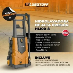 HIDROLAVADORA 100BAR 2000W 7.5LTS