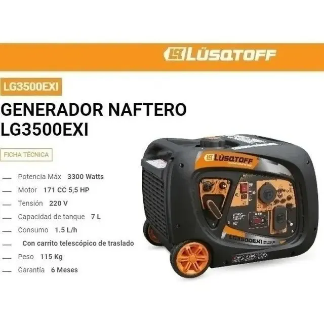 GENERADOR INV NAFTA 3500W AEPOTENCIA MÁX3300 WATTS MOTOR171C - Imagen 2